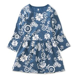 Tea Collection Long Sleeve Skirted Dress — Vintage Floral & Dots